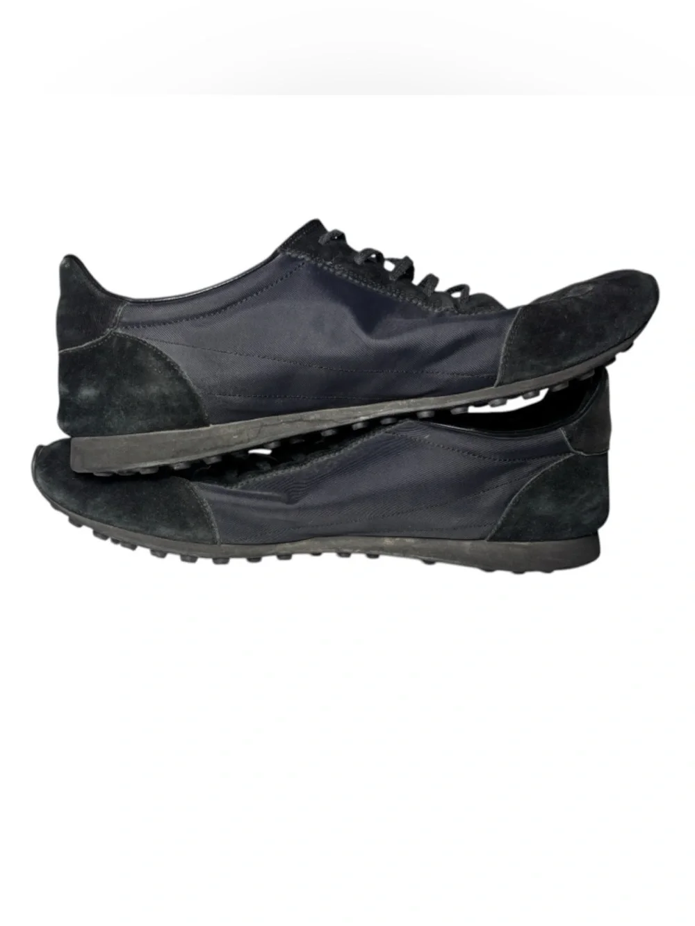 Gucci GG Logo Low Top Sneakers Black Leather Suede Mens‎ 12 G Italy Vintage Y2K